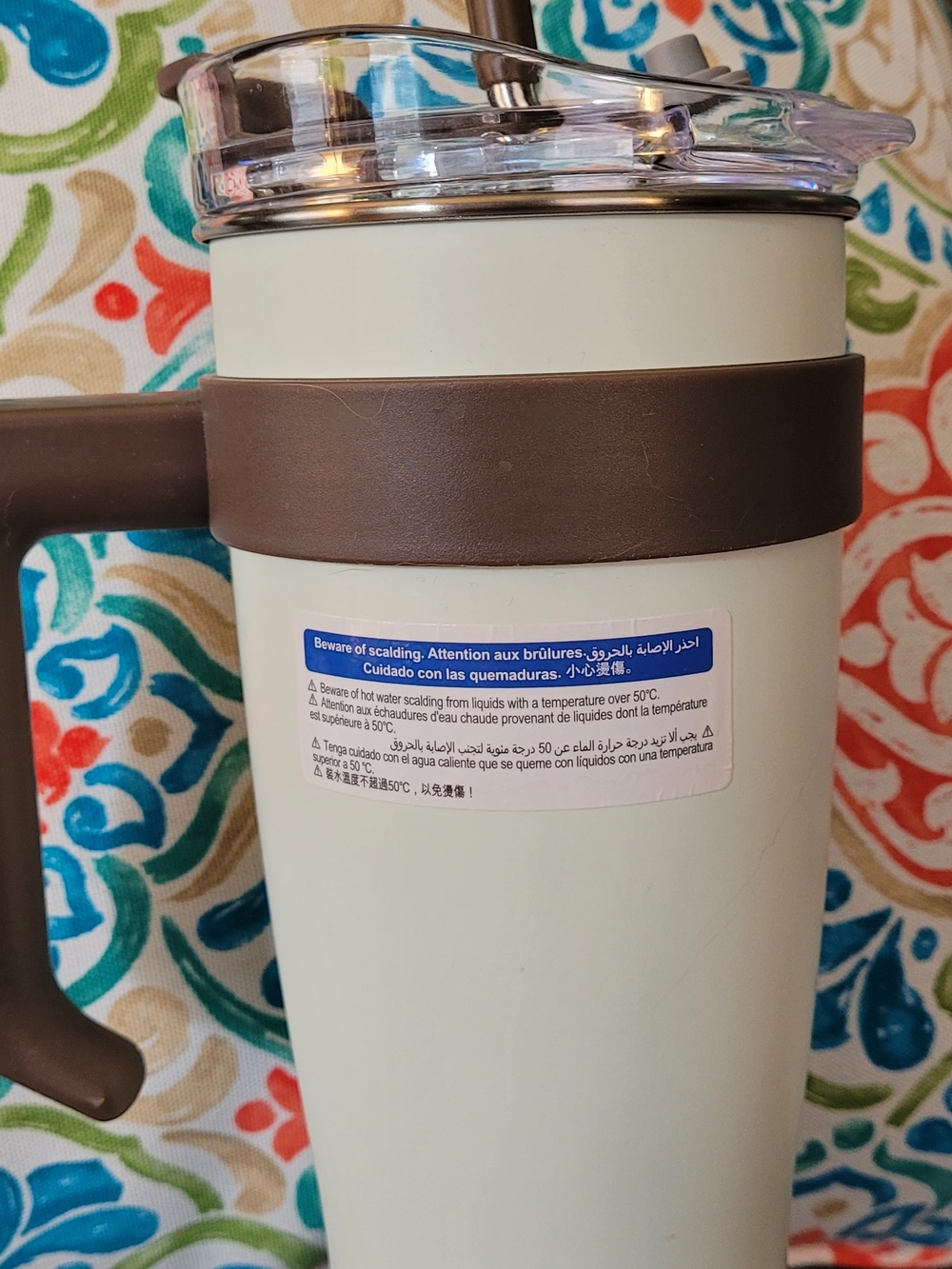 Peanuts Cream Travel Tumbler with Brown Handle - Picture 3 of 8